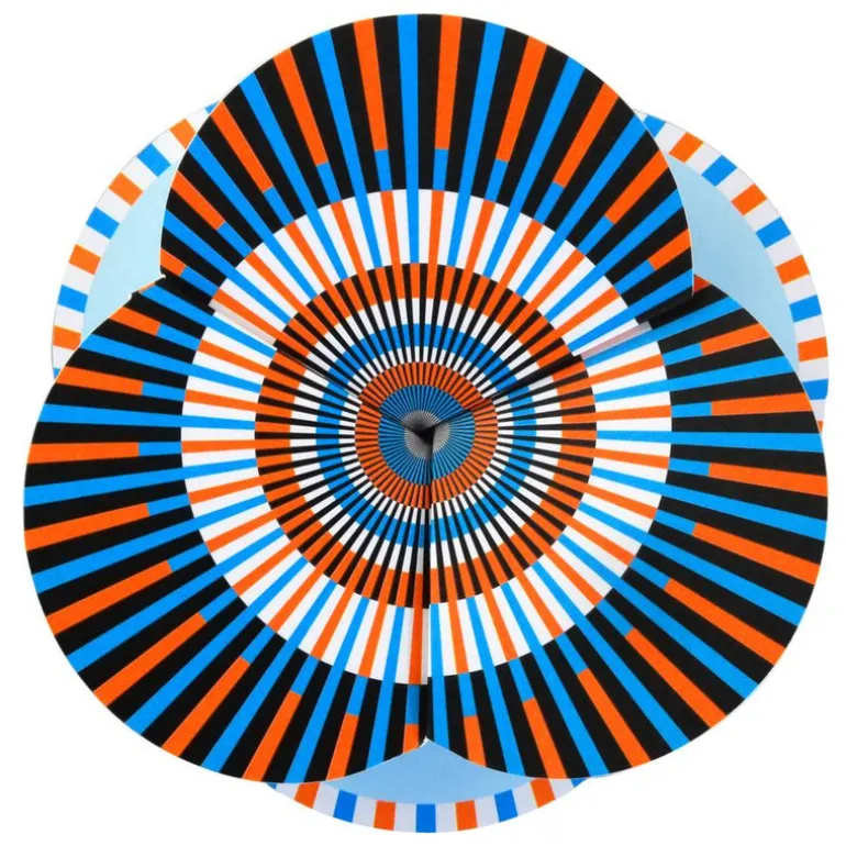 faltkarte | optical orange/blau – design kirstin hoevermann